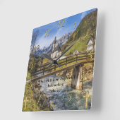 Psalm 23:1 kerk bij de monding met rivier vierkante klok (Hoek)