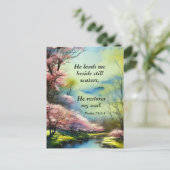 Psalm 23:2-3 Hij herstelt mijn ziel Bijbel Verse Briefkaart (Staand voorkant)