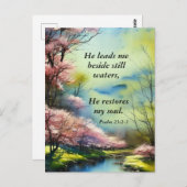 Psalm 23:2-3 Hij herstelt mijn ziel Bijbel Verse Briefkaart (Voorkant / Achterkant)