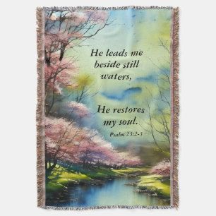 Psalm 23:2-3 Hij herstelt mijn ziel Bijbel Verse Deken