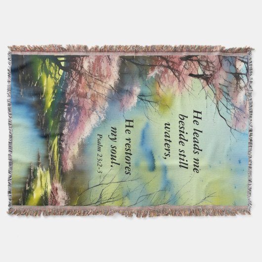 Psalm 23:2-3 Hij herstelt mijn ziel Bijbel Verse Deken (Voorkant)