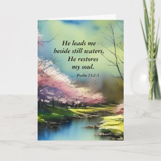 Psalm 23:2-3 Hij herstelt mijn ziel Bijbel Verse Kaart (Voorkant)