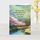 Psalm 23:2-3 Hij herstelt mijn ziel Bijbel Verse Kaart (Gele Bloem)