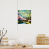 Psalm 23:2-3 Hij herstelt mijn ziel Bijbel Verse Poster (Keuken)