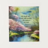 Psalm 23:2-3 Hij herstelt mijn ziel Bijbel Verse Wandkleed (Voorkant)