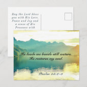 Psalm 23 2-3 Hij leidt me naast stilstaande watere Briefkaart (Voorkant / Achterkant)