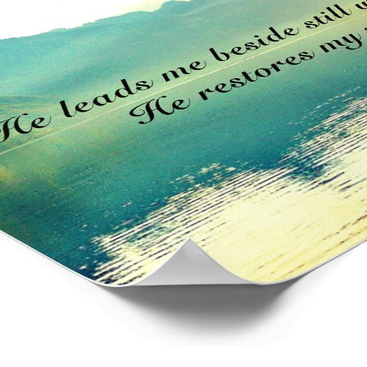 Psalm 23 2-3 Hij leidt me naast stilstaande watere Poster (Hoek)