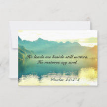 Psalm 23 2-3 Hij leidt me naast water Flat Kaart