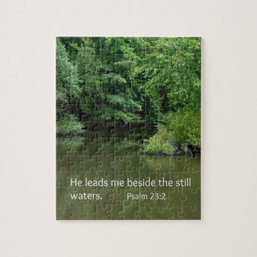 Psalm 23:2 Hij leidt me naast de stilstaande water Legpuzzel (Verticaal)