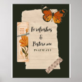 Psalm 23:3 Butterfly/Donkergroen Poster (Voorkant)