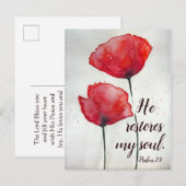 Psalm 23:3 Hij herstelt mijn ziel, bijbel Verse Fl Briefkaart (Voorkant / Achterkant)