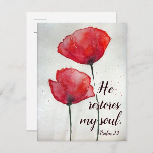 Psalm 23:3 Hij herstelt mijn ziel, bijbel Verse Fl Briefkaart (Voorkant / Achterkant)