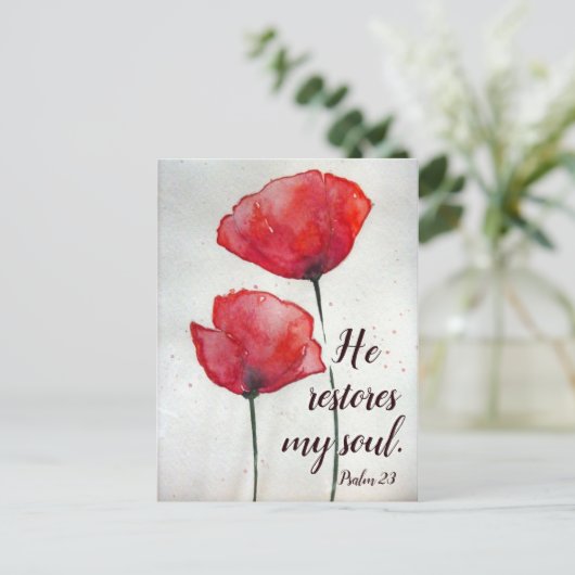 Psalm 23:3 Hij herstelt mijn ziel, bijbel Verse Fl Briefkaart (Staand voorkant)