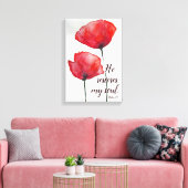 Psalm 23:3 Hij herstelt mijn ziel, bijbel Verse Fl Canvas Afdruk (Insitu (Woonkamer))