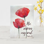 Psalm 23:3 Hij herstelt mijn ziel, bijbel Verse Fl Kaart (Gele Bloem)