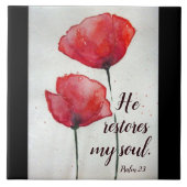 Psalm 23:3 Hij herstelt mijn ziel, bijbel Verse Fl Tegeltje (Voorkant)