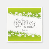 Psalm 23:3 Hij herstelt mijn ziel Bijbelse Verse Servet (Voorkant)