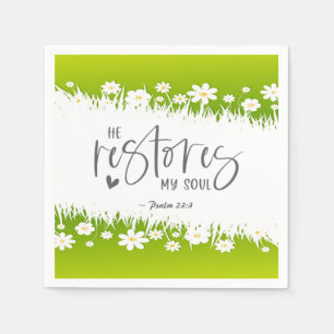 Psalm 23:3 Hij herstelt mijn ziel Bijbelse Verse Servet