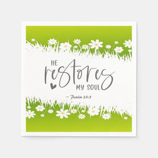 Psalm 23:3 Hij herstelt mijn ziel Bijbelse Verse Servet (Voorkant)