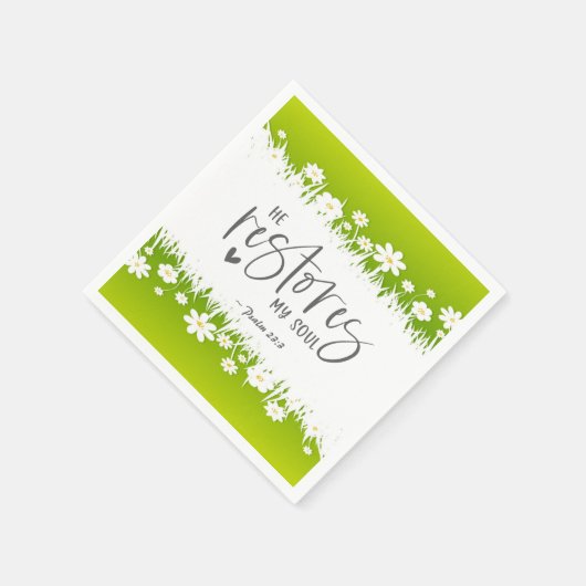 Psalm 23:3 Hij herstelt mijn ziel Bijbelse Verse Servet (Hoek)