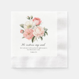 Psalm 23:3 Hij herstelt mijn ziel Bloemen Servet
