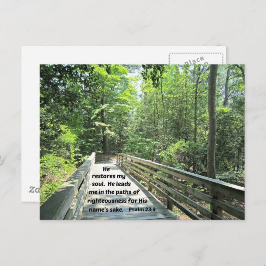 Psalm 23:3 Hij herstelt mijn ziel, hij leidt me in Briefkaart (Voorkant / Achterkant)