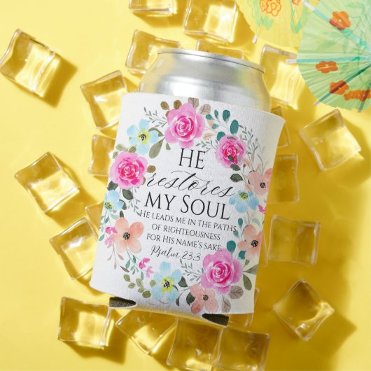 Psalm 23:3 Hij herstelt mijn ziel Roze Bloemen Bij Blikjeskoeler (Insitu Zomer)