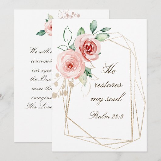 Psalm 23:3 Hij herstelt mijn zielbijbelse Rozen Ka (Voorkant / Achterkant)