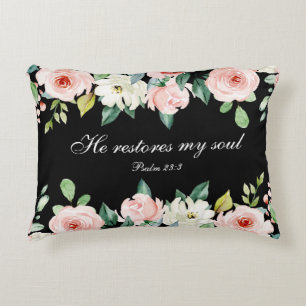 Psalm 23:3 Hij herstelt mijn zielenbijbelvers en R Accent Kussen