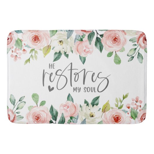 Psalm 23:3 Hij herstelt mijn zielenbijbelvers en R Badmat (Voorkant)