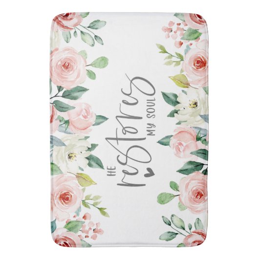 Psalm 23:3 Hij herstelt mijn zielenbijbelvers en R Badmat (Voorkant Verticaal)