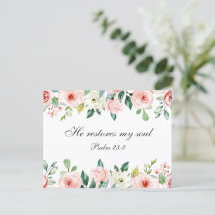 Psalm 23:3 Hij herstelt mijn zielenbijbelvers en R Briefkaart