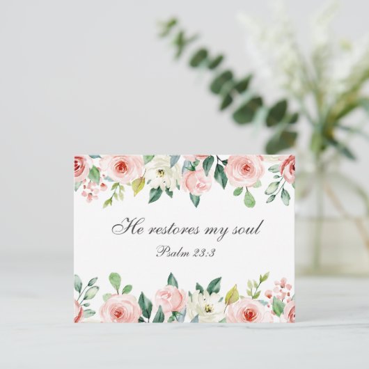 Psalm 23:3 Hij herstelt mijn zielenbijbelvers en R Briefkaart (Staand voorkant)