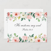 Psalm 23:3 Hij herstelt mijn zielenbijbelvers en R Briefkaart (Voorkant / Achterkant)