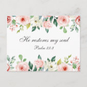 Psalm 23:3 Hij herstelt mijn zielenbijbelvers en R Briefkaart (Voorkant)