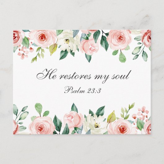 Psalm 23:3 Hij herstelt mijn zielenbijbelvers en R Briefkaart (Voorkant)