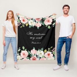 Psalm 23:3 Hij herstelt mijn zielenbijbelvers en R Fleece Deken