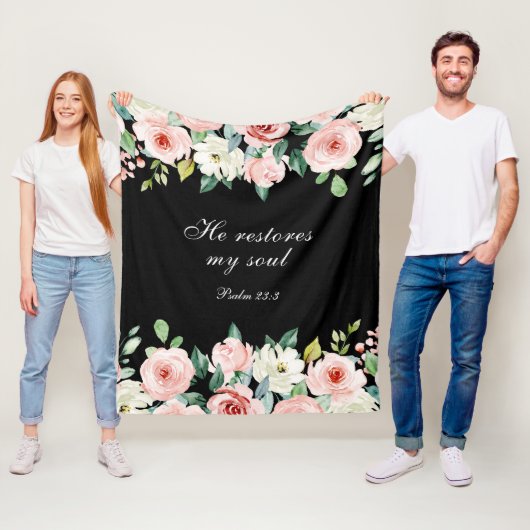 Psalm 23:3 Hij herstelt mijn zielenbijbelvers en R Fleece Deken (In situ)