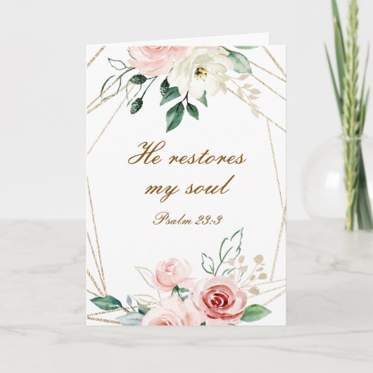 Psalm 23:3 Hij herstelt mijn zielenbijbelvers en R Kaart (Voorkant)