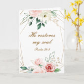 Psalm 23:3 Hij herstelt mijn zielenbijbelvers en R Kaart (Gele Bloem)