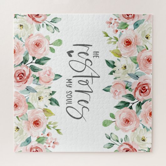 Psalm 23:3 Hij herstelt mijn zielenbijbelvers en R Legpuzzel (Horizontaal)