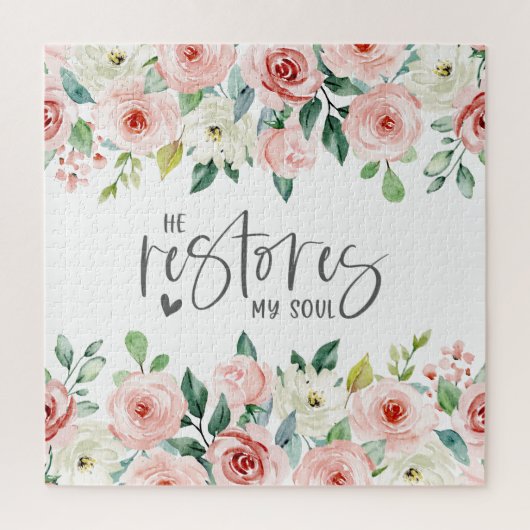 Psalm 23:3 Hij herstelt mijn zielenbijbelvers en R Legpuzzel (Verticaal)