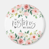 Psalm 23:3 Hij herstelt mijn zielenbijbelvers en R Magneet (Voorkant)