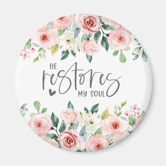 Psalm 23:3 Hij herstelt mijn zielenbijbelvers en R Magneet (Voorkant)