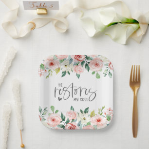 Psalm 23:3 Hij herstelt mijn zielenbijbelvers en R Papieren Bordje