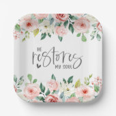 Psalm 23:3 Hij herstelt mijn zielenbijbelvers en R Papieren Bordje (Voorkant)