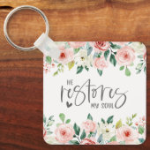 Psalm 23:3 Hij herstelt mijn zielenbijbelvers en R Sleutelhanger (Voorkant)