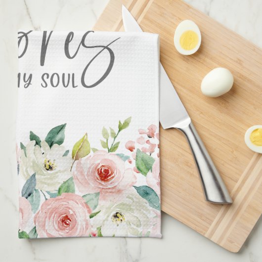 Psalm 23:3 Hij herstelt mijn zielenbijbelvers en R Theedoek (Quarter Fold)