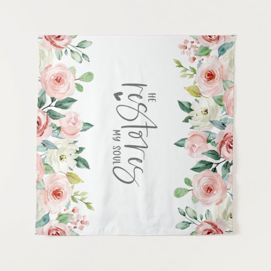 Psalm 23:3 Hij herstelt mijn zielenbijbelvers en R Wandkleed (Voorkant (horizontaal))