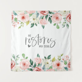 Psalm 23:3 Hij herstelt mijn zielenbijbelvers en R Wandkleed